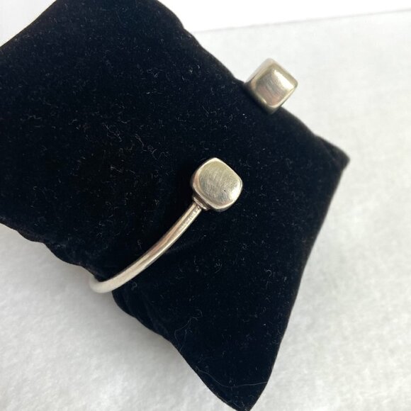 Sterling Silver 925 Modernist Style Square Capped Charm Cuff Bracelet Size 7" - Picture 16 of 16